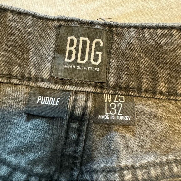 BDG Size 25W 32L Wide Leg Puddle 100% Cotton High Rise Black Patchwork Jeans - Picture 6 of 14